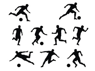 football players silhouettes, silhouette soccer player clipart