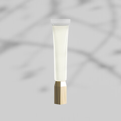 translucent skincare squeeze tube packging mockup, clear cosmetic squeeze tube with hexagon screw cap, slim plastic soft tube packaging with wooden screw cap mockup, eye cream serum product