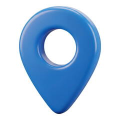 3d render of a glossy blue location pin icon