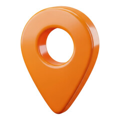 3d render orange location pin marker icon