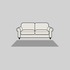 Sofa in a minimalist living room. sofa outline sofa vector. stock line art