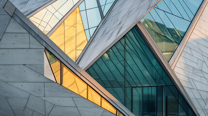 Abstract Geometric Architectural Design with Concrete and Glass