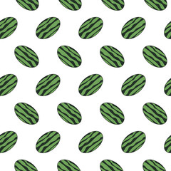 vector repeated watermelon pattern design, seamless background of green watermelon