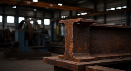 Rusty Steel Beams in Industrial Setting Structural Metal Close-up