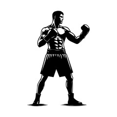 vector a boxer stand with pose vector silhouette