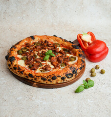 Pizza with peppers and olives 