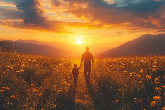 Father's Day Celebration Concept with Toolbox & Necktie Elements: Minimalist Family Bonding Theme for Greeting Cards and Social Media Campaigns