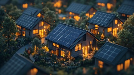 Modern homes powered by solar panels a depiction of renewable energy solutions.