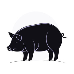 vector illustration of a pig silhouette