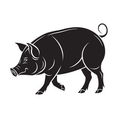 vector illustration of a cartoon pig silhouette