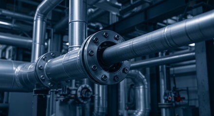 Fototapeta premium Pipes and Flanges in Industrial Piping System