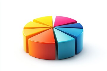 Colorful 3D Pie Chart Segment Display for Data Visualization Concepts