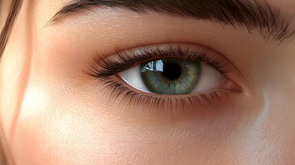 Close Up of a Woman's Green Eye with Soft Lighting