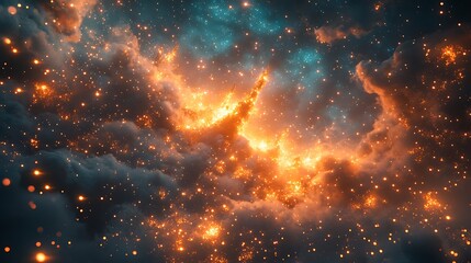 Stunning cosmic galaxy photo showcasing starry nebula and vibrant orange celestial bodies in the night sky