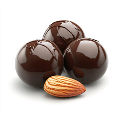 Chocolate balls with almond, delicious and tempting treat