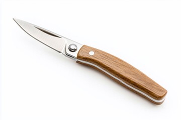 Fototapeta premium Pocket knife featuring a gleaming stainless steel blade and a wooden handle