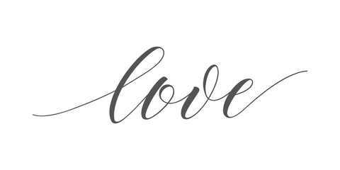 Continuous one line drawing of love typography lettering script font typographic lineart design. Minimalism concept of romantic card, banner, and poster sign and symbol.