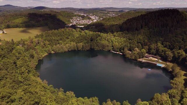 Germany&rsquo;s Gem&uuml;ndener Maar: Aerial Look at a Volcanic Natural Wonder