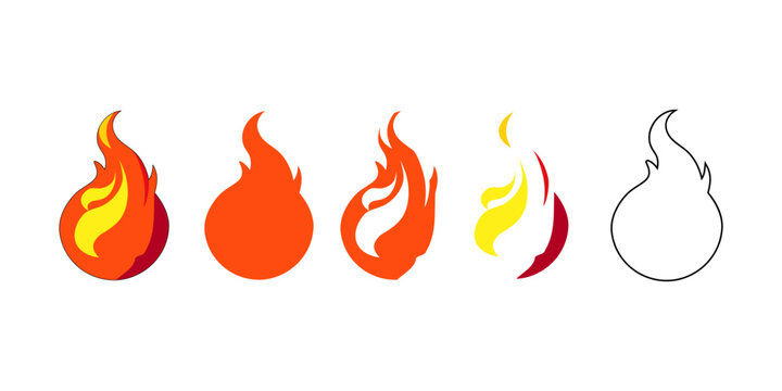 Cartoon Icon Fire Elemental Digital Source Vectors Illustration 