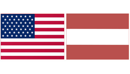 USA United State of America Official flag with Latvia national flag, both countries flags are in Horizontal shape and isolated on white background.
Rectangular colorful design Flag with together
