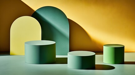 Modern minimalist display podiums in pastel shades