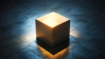 Illuminated Box on Dark Textured Surface