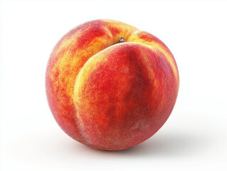 a whole peach with fuzzy texture, soft orange-red color gradient, isolated on white background, studio lighting, clean and bright, no shadow, PNG-style, realistic surface detail
