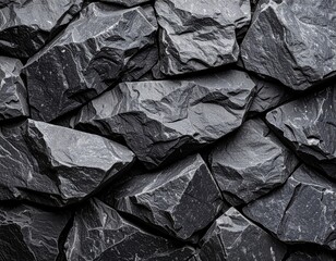 Rocky textures in natural landscape close-up of black stones outdoor environment high-detail view