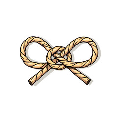 Illustration of a Decorative Rope Knot with Bow-Like Loops and Twisted Strands, Detailed Knotwork
