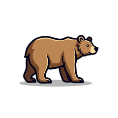 Obraz premium Cartoon Brown Bear Walking Illustration with Simple Design and Clean Lines for Children's Book