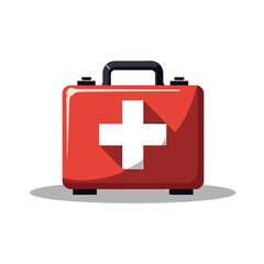 Fototapeta premium Red First Aid Kit Box with White Cross Illustration for Medical Emergency and Healthcare Supplies