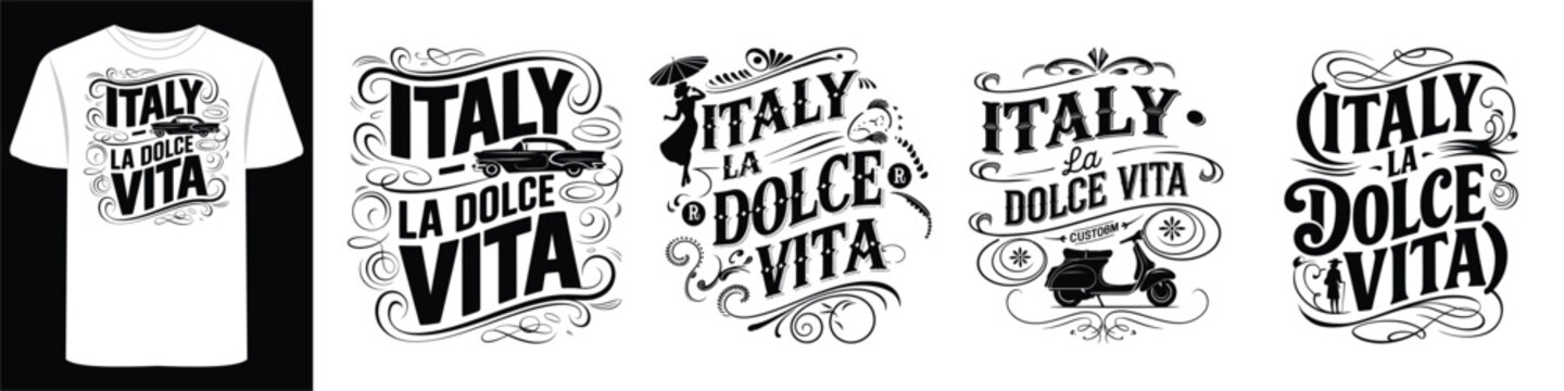 Italy Typography Shirt with Grunge Style Travel Elements