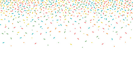 Colorful sprinkles banner background, colorful falling decorative sprinkles background