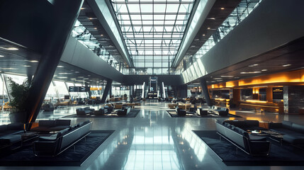 Modern Futuristic Lobby Interior with Geometric Design