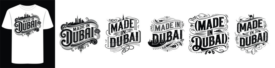 Obraz premium Dubai Urban Streetwear Globe Shirt with Calligraphy Design