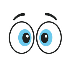 Cartoon eyes staring ahead on white background for web design