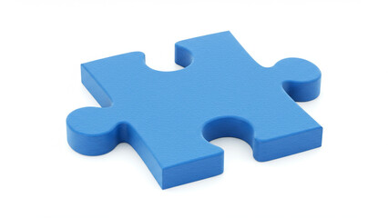 A vibrant, single, royal blue puzzle piece is prominently displayed against a plain white background.