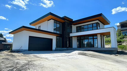 Modern White and Black House with Wood Accents