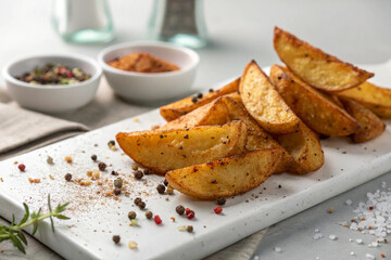  Golden Brown Potato Wedges with Herbs and Spices