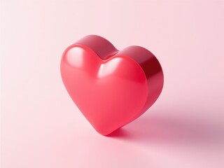 A playful 3D heart like button icon with a smooth bounce animation effect, soft pink to red gradient, shadow beneath .