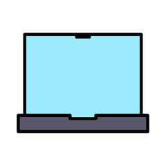 Laptop Computer Icon: Portable Digital Device, Technology, Remote Work, Online Learning, Business, Modern Computing, Minimalist Filled Line Vector Graphic