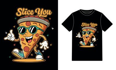Cartoon pizza slice you t-shirt design