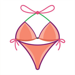 Peach bikini swimsuit illustration isolated on white background