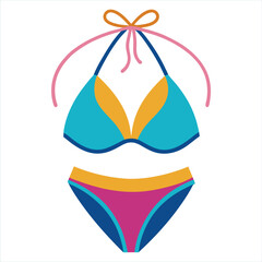 Colorful bikini swimsuit illustration isolated on white background
