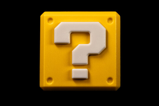 Super Mario yellow question block on the black background