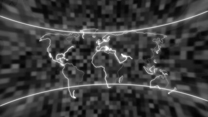 News breaking background. world map on digital background. 3D Rendering HUD head up display interface with graph bar statistic,cyber futuristic and technology concept, - Powered by Adobe