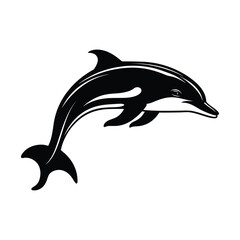 Fototapeta premium Dolphin black silhouette