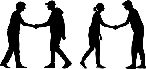People Greeting Silhouette Vector