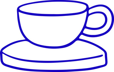 Retro Hand Drawn Tea Cup with Saucer