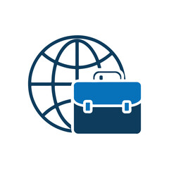 travel suitcase with world map